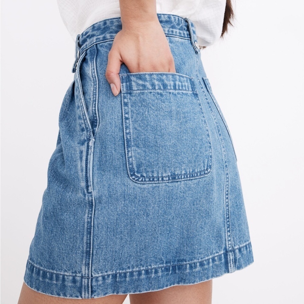 NWT Madewell Denim Pleated Mini Skirt in Upton Wash size 32 - Picture 3 of 8